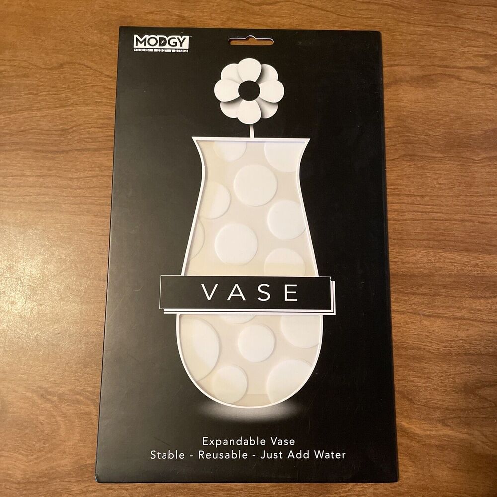 Modgy Myvaz Expandable Collapsible Reusable Vase “Polkie” Polka Dots 10 X 6